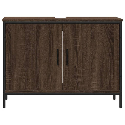 Wastafelkast 80X30X60 Cm Bewerkt Hout Bruin Eikenkleurig