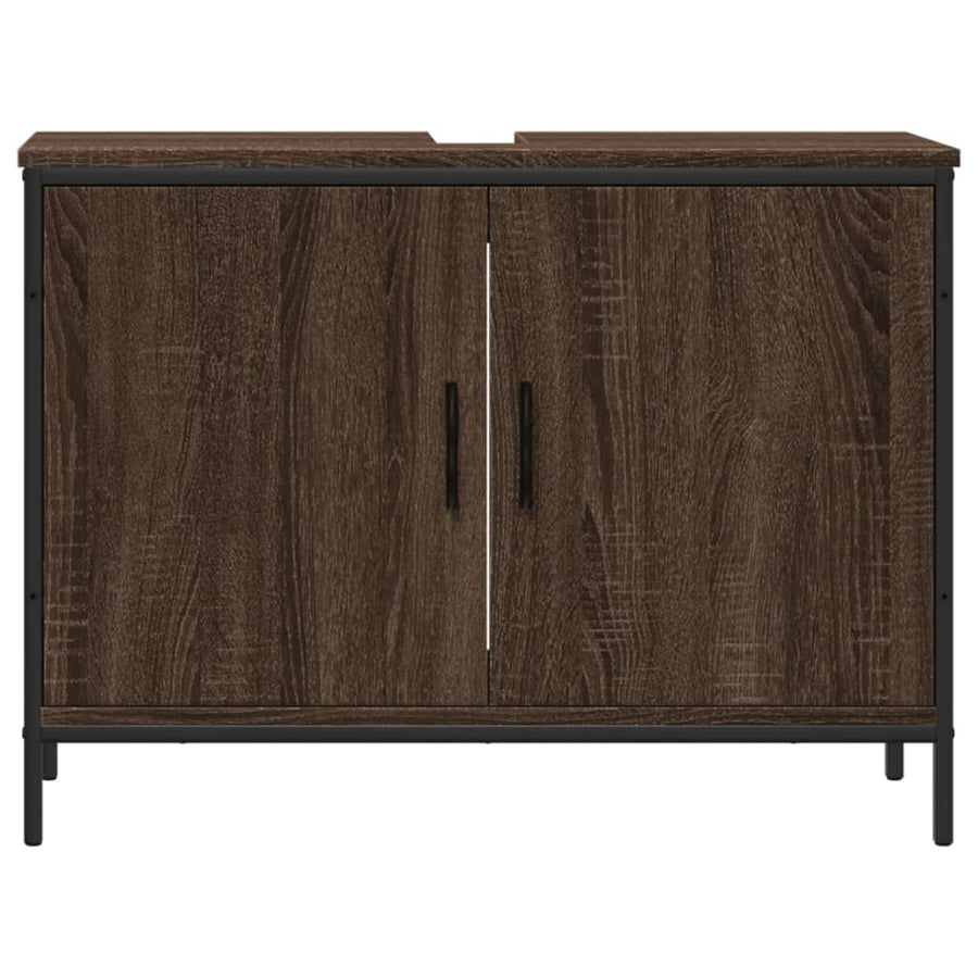 Wastafelkast 80X30X60 Cm Bewerkt Hout Bruin Eikenkleurig