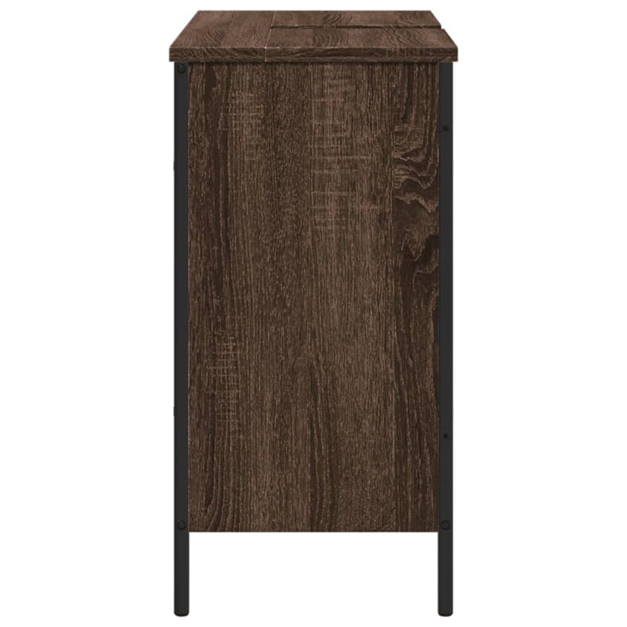 Wastafelkast 80X30X60 Cm Bewerkt Hout Bruin Eikenkleurig