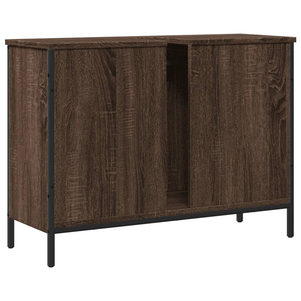 Wastafelkast 80X30X60 Cm Bewerkt Hout Bruin Eikenkleurig