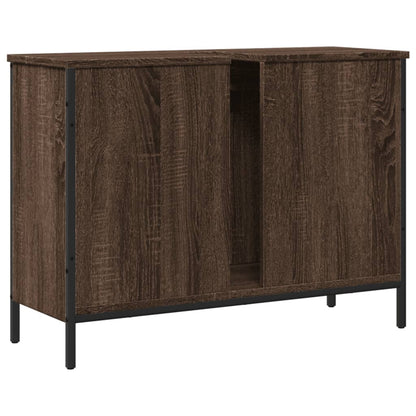 Wastafelkast 80X30X60 Cm Bewerkt Hout Bruin Eikenkleurig