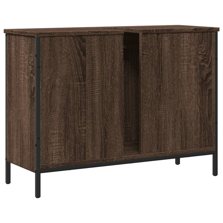 Wastafelkast 80X30X60 Cm Bewerkt Hout Bruin Eikenkleurig