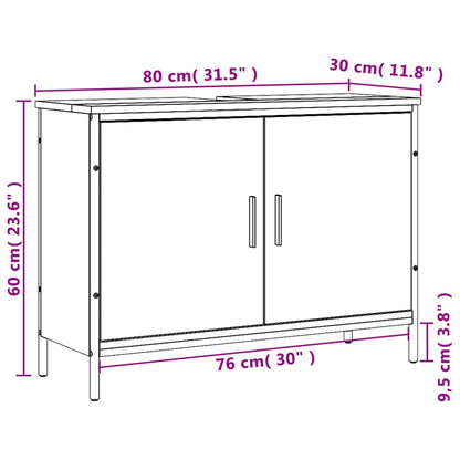 Wastafelkast 80X30X60 Cm Bewerkt Hout Bruin Eikenkleurig