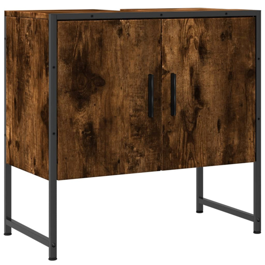 Badkamerkast 60X33X60 Cm Bewerkt Hout Gerookt Eikenkleurig