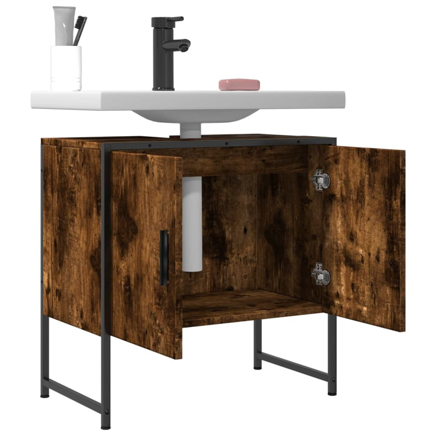 Badkamerkast 60X33X60 Cm Bewerkt Hout Gerookt Eikenkleurig