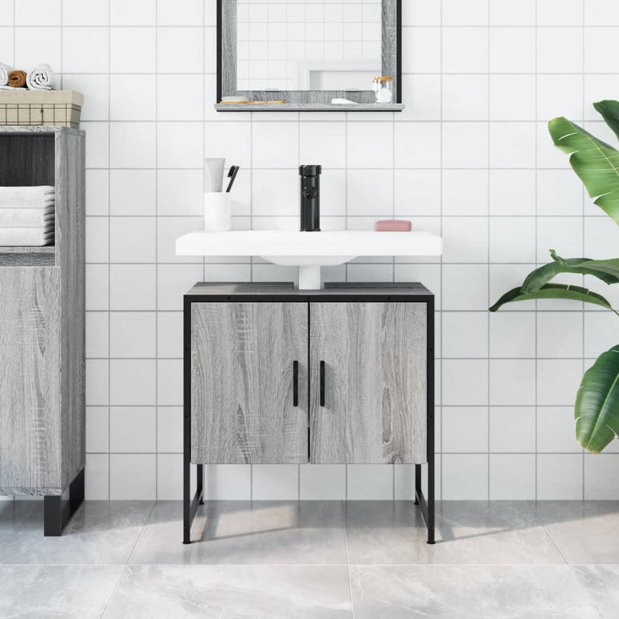 Wastafelkast 60X33X60 Cm Bewerkt Hout Grijs Sonoma Eikenkleurig