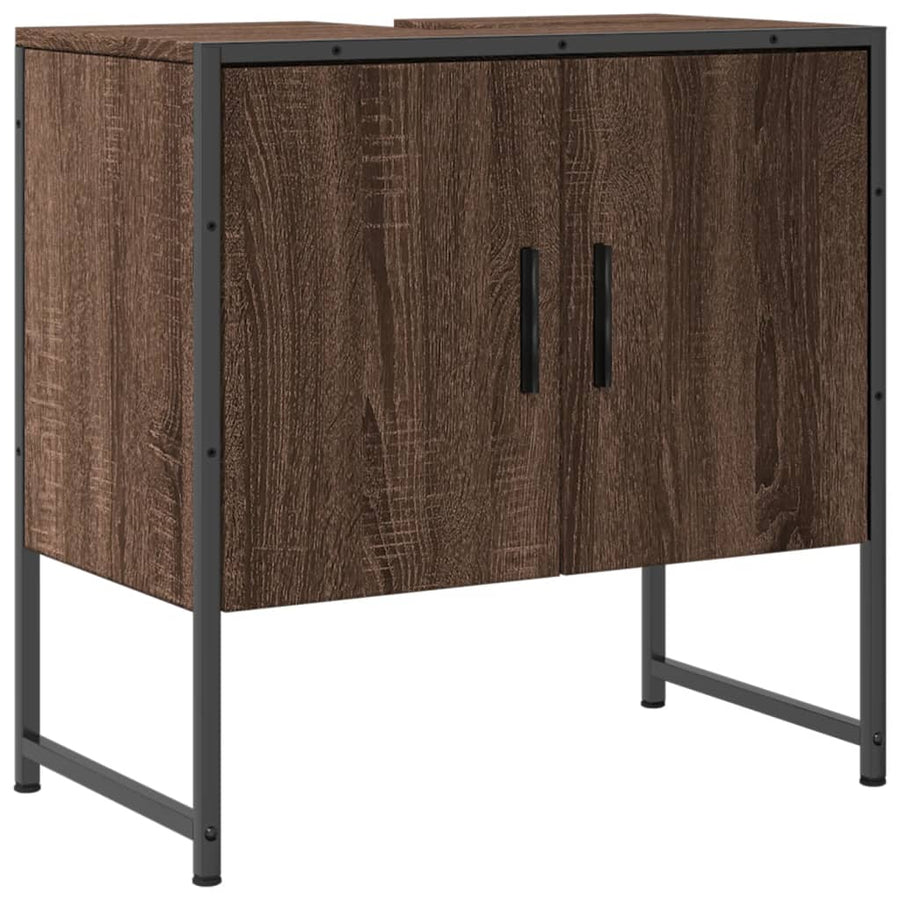 Wastafelkast 60X33X60 Cm Bewerkt Hout Bruin Eikenkleurig