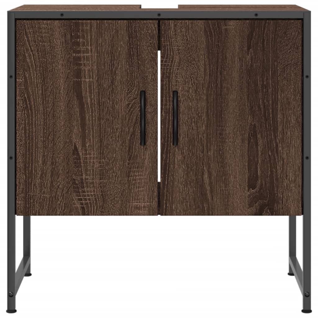 Wastafelkast 60X33X60 Cm Bewerkt Hout Bruin Eikenkleurig