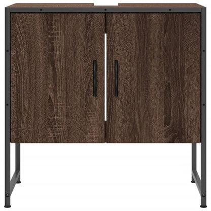 Wastafelkast 60X33X60 Cm Bewerkt Hout Bruin Eikenkleurig