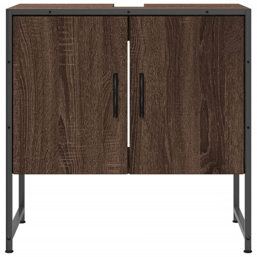Wastafelkast 60X33X60 Cm Bewerkt Hout Bruin Eikenkleurig