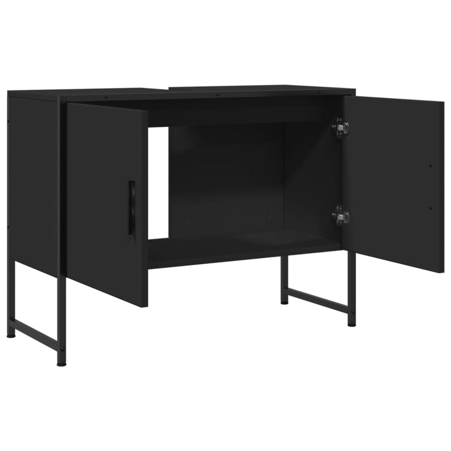 Wastafelkast 80X33X60 Cm Bewerkt Hout Zwart