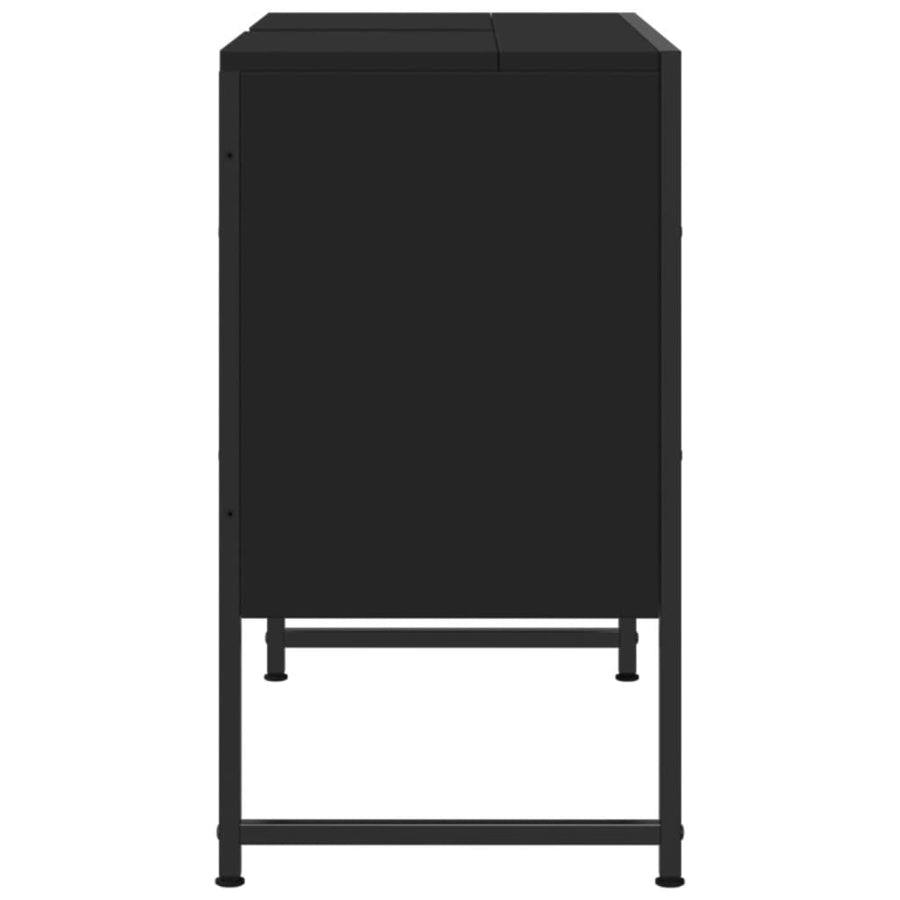 Wastafelkast 80X33X60 Cm Bewerkt Hout Zwart