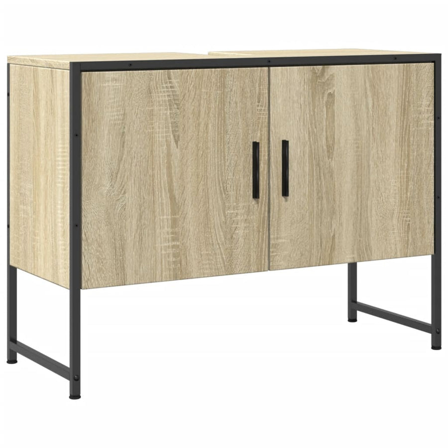Wastafelkast 80X33X60 Cm Bewerkt Hout Sonoma Eikenkleurig