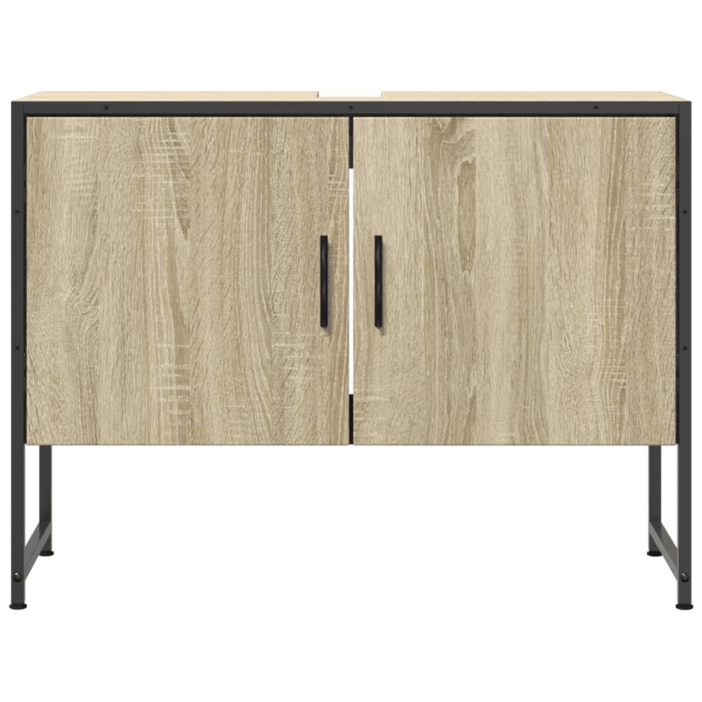 Wastafelkast 80X33X60 Cm Bewerkt Hout Sonoma Eikenkleurig