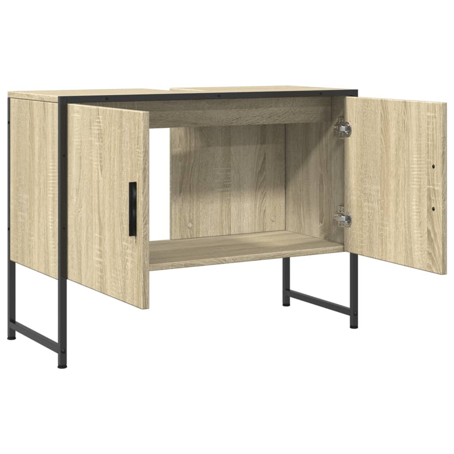 Wastafelkast 80X33X60 Cm Bewerkt Hout Sonoma Eikenkleurig