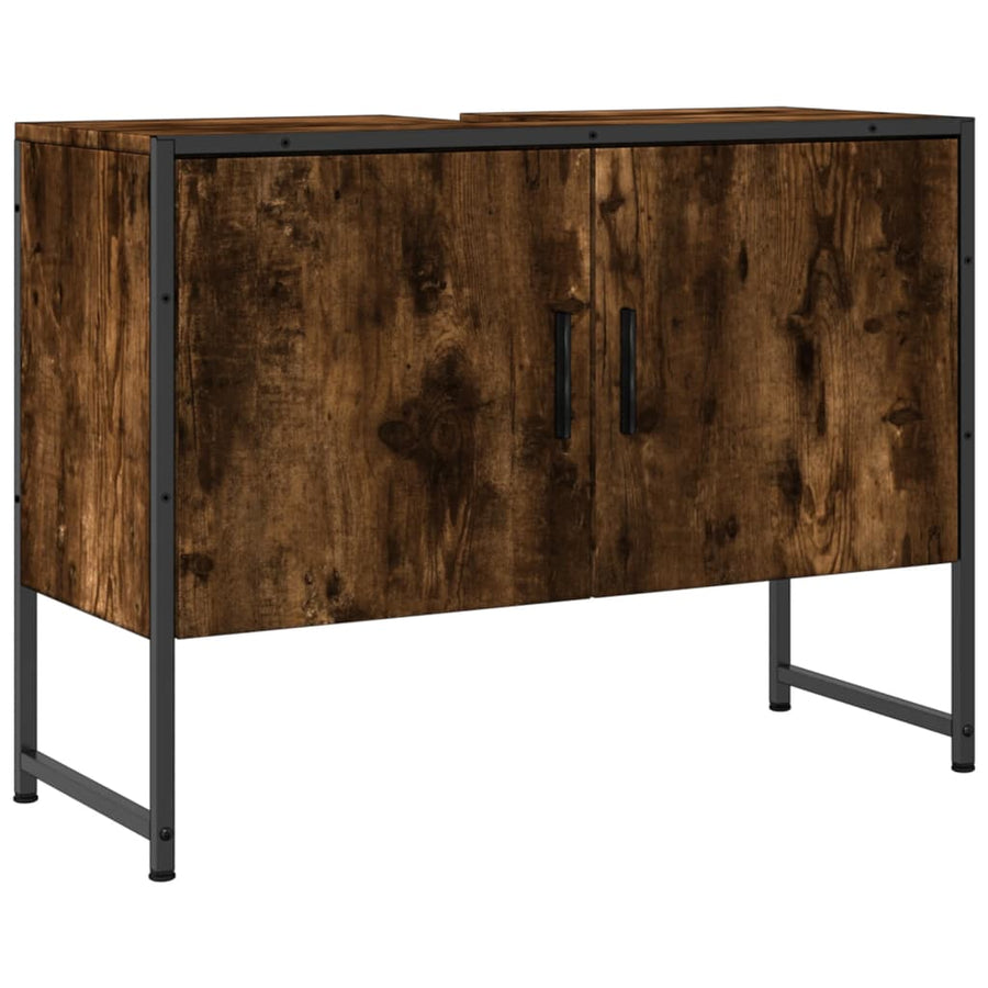 Wastafelkast 80X33X60 Cm Bewerkt Hout Gerookt Eikenkleurig