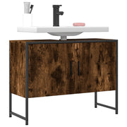 Wastafelkast 80x33x60 cm bewerkt hout gerookt eiken