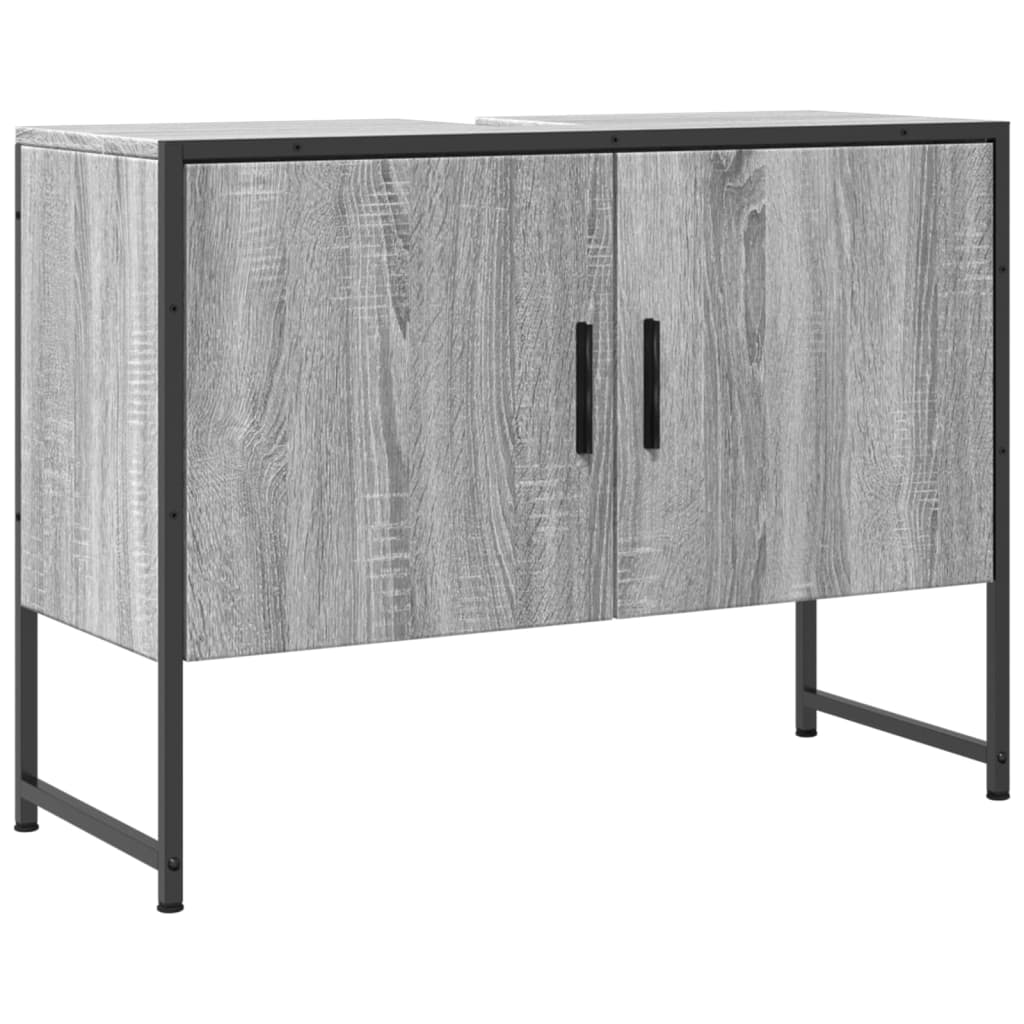 Wastafelkast 80X33X60 Cm Bewerkt Hout Grijs Sonoma Eikenkleurig
