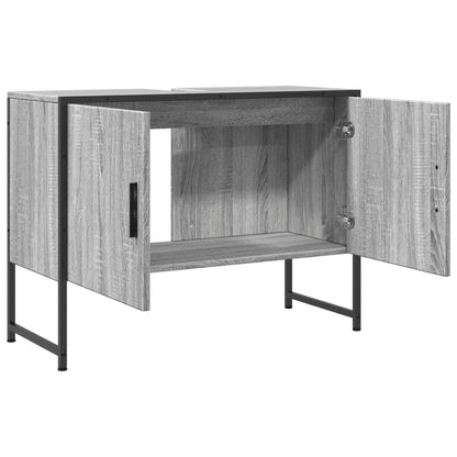 Wastafelkast 80X33X60 Cm Bewerkt Hout Grijs Sonoma Eikenkleurig