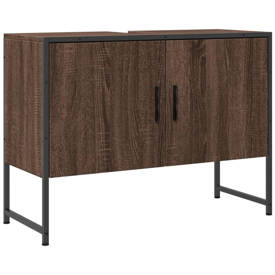Wastafelkast 80X33X60 Cm Bewerkt Hout Bruin Eikenkleurig
