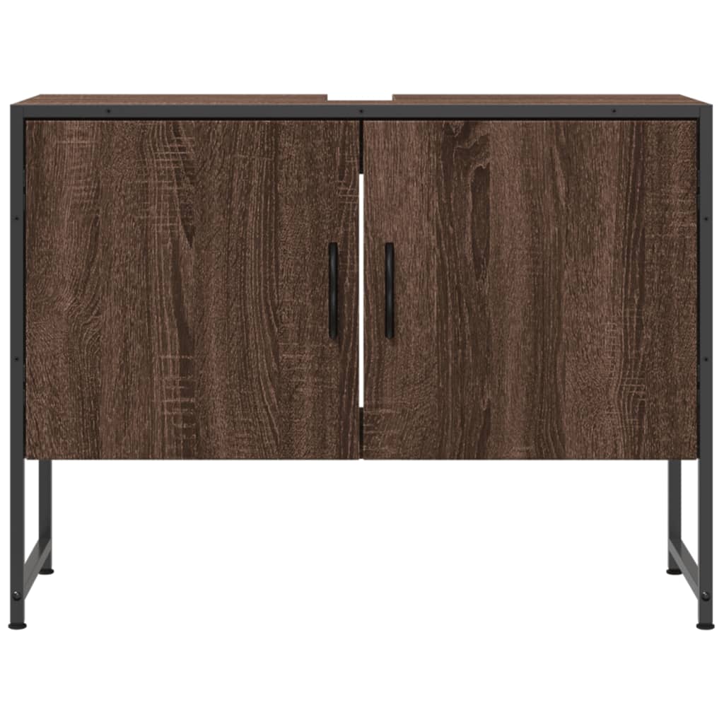 Wastafelkast 80X33X60 Cm Bewerkt Hout Bruin Eikenkleurig