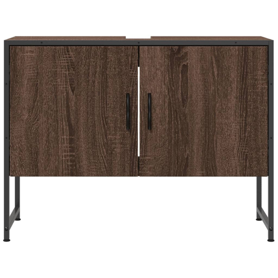 Wastafelkast 80X33X60 Cm Bewerkt Hout Bruin Eikenkleurig