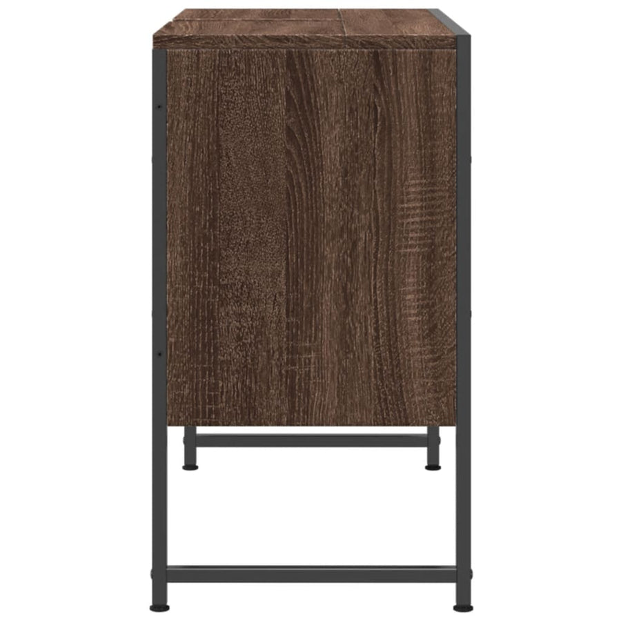 Wastafelkast 80X33X60 Cm Bewerkt Hout Bruin Eikenkleurig