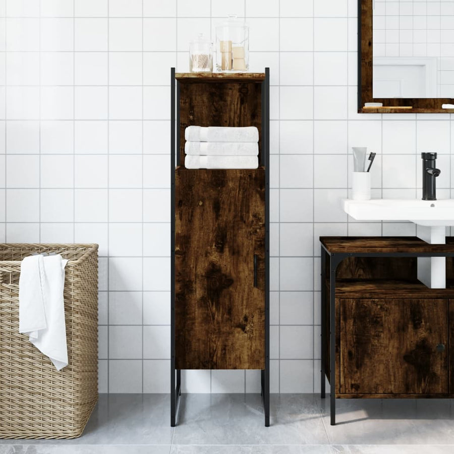 Badkamerkast 33X33X120,5 Cm Bewerkt Hout Gerookt Eikenkleurig