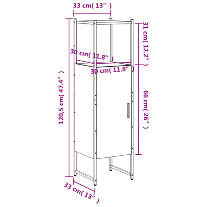 Badkamerkast 33X33X120,5 Cm Bewerkt Hout Gerookt Eikenkleurig