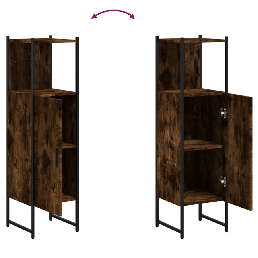 Badkamerkast 33X33X120,5 Cm Bewerkt Hout Gerookt Eikenkleurig
