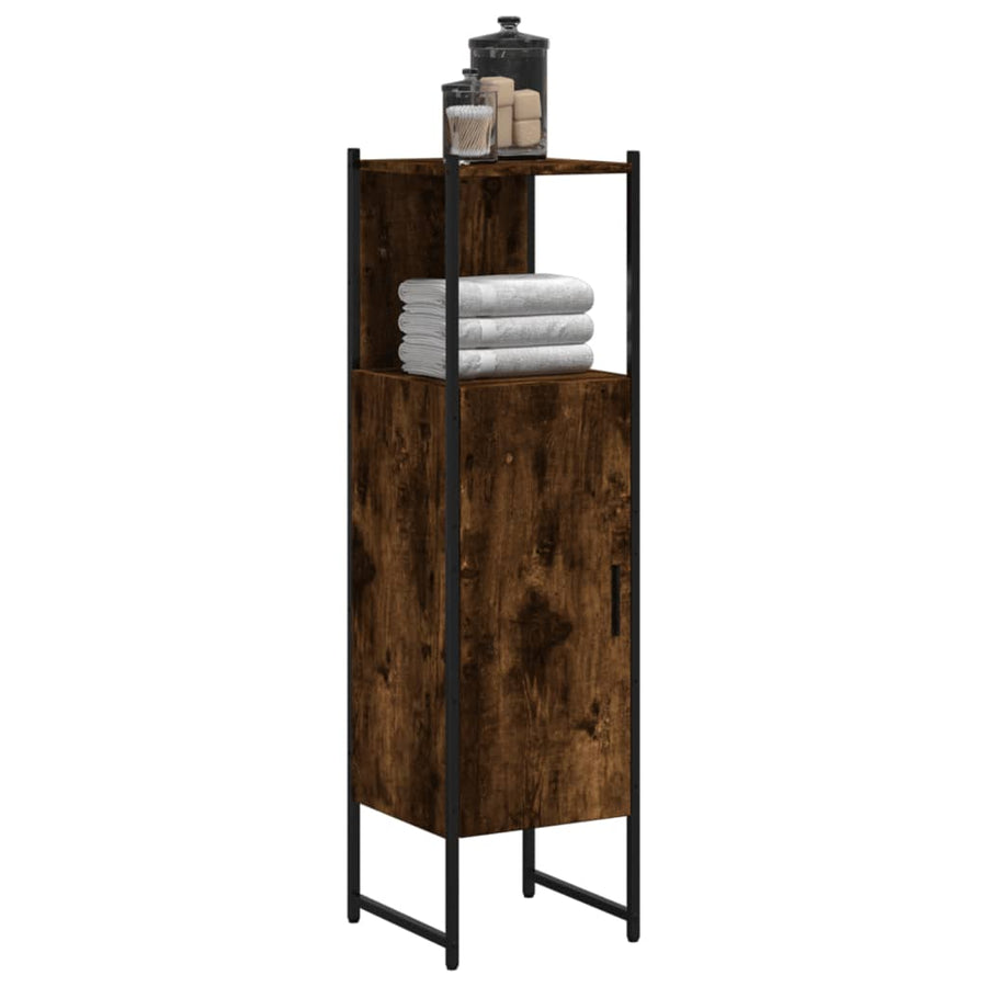 Badkamerkast 33X33X120,5 Cm Bewerkt Hout Gerookt Eikenkleurig