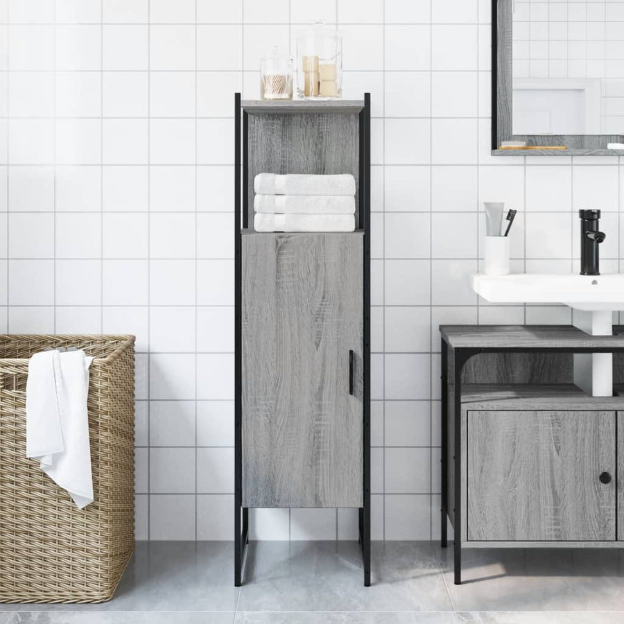 Badkamerkast 33X33X120,5 Cm Bewerkt Hout Grijs Sonoma Eiken