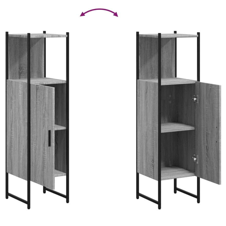 Badkamerkast 33X33X120,5 Cm Bewerkt Hout Grijs Sonoma Eiken
