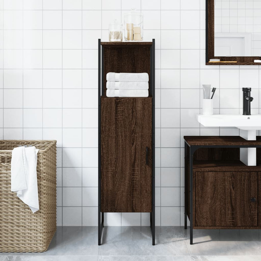 Badkamerkast 33X33X120,5 Cm Bewerkt Hout Bruin Eikenkleurig