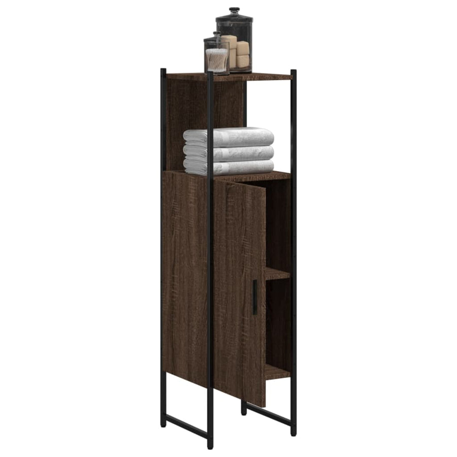 Badkamerkast 33X33X120,5 Cm Bewerkt Hout Bruin Eikenkleurig