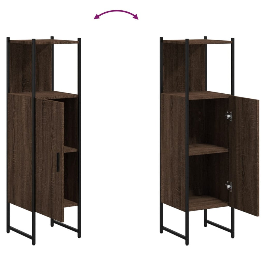 Badkamerkast 33X33X120,5 Cm Bewerkt Hout Bruin Eikenkleurig