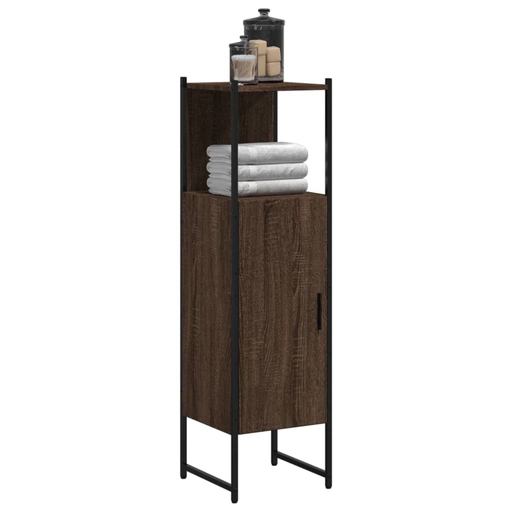 Badkamerkast 33X33X120,5 Cm Bewerkt Hout Bruin Eikenkleurig