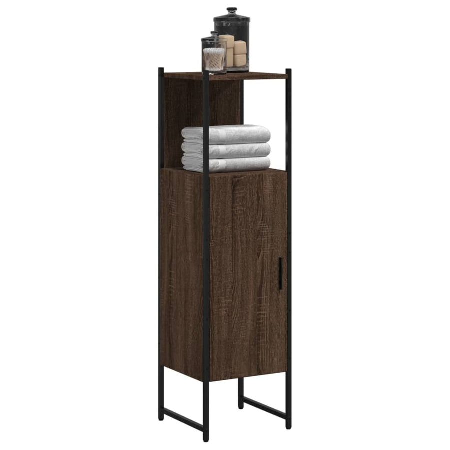 Badkamerkast 33X33X120,5 Cm Bewerkt Hout Bruin Eikenkleurig