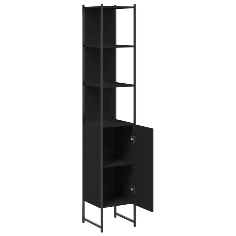 Badkamerkast 33X33X185,5 Cm Bewerkt Hout Zwart