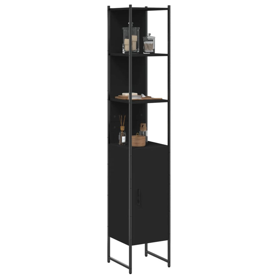 Badkamerkast 33X33X185,5 Cm Bewerkt Hout Zwart