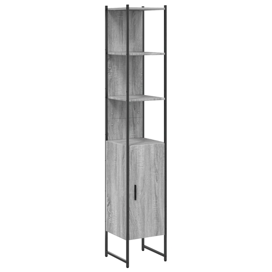 Badkamerkast 33X33X185,5 Cm Bewerkt Hout Grijs Sonoma Eiken