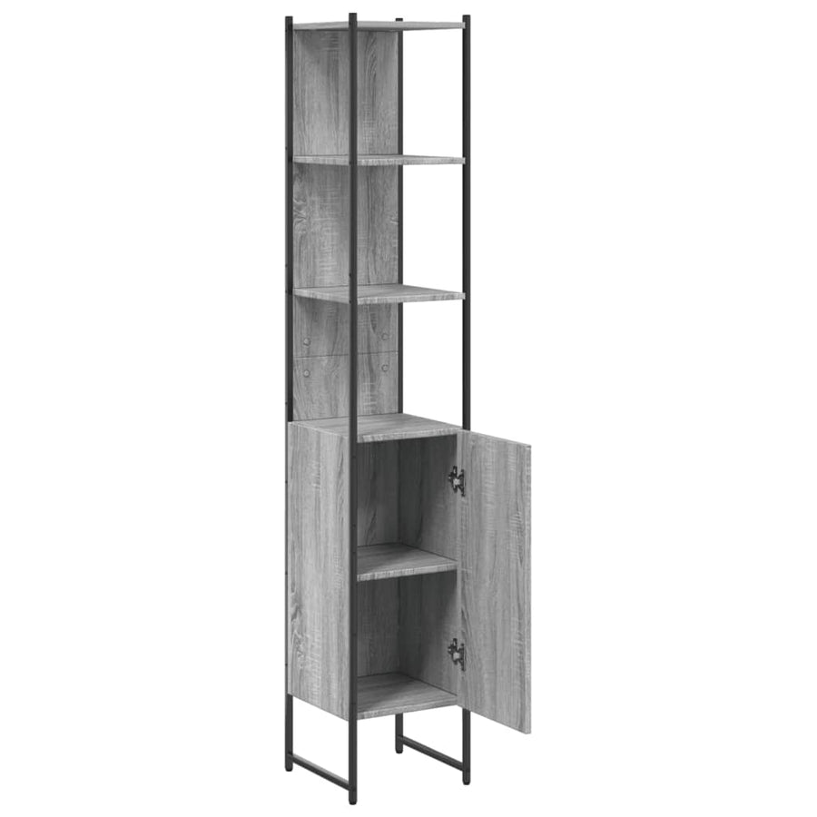 Badkamerkast 33X33X185,5 Cm Bewerkt Hout Grijs Sonoma Eiken