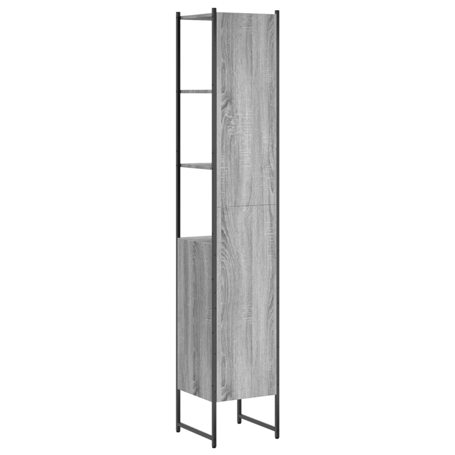 Badkamerkast 33X33X185,5 Cm Bewerkt Hout Grijs Sonoma Eiken