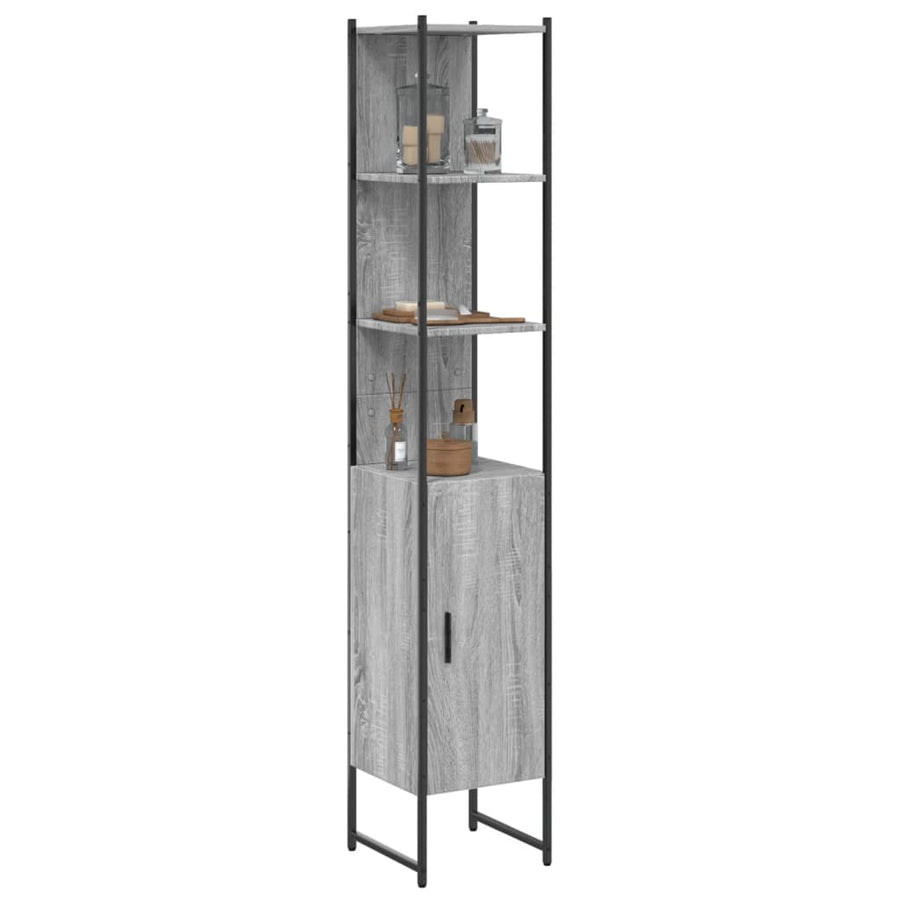 Badkamerkast 33X33X185,5 Cm Bewerkt Hout Grijs Sonoma Eiken