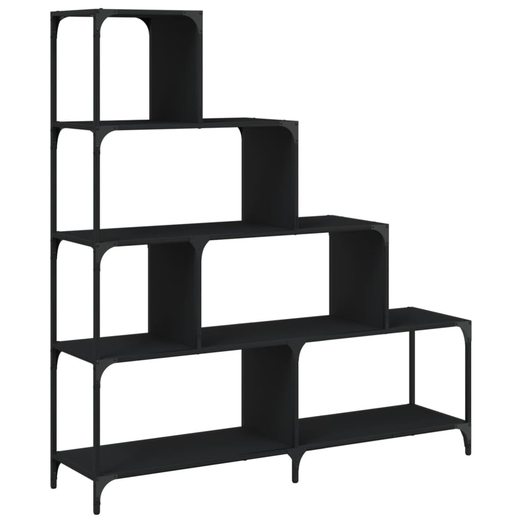 Boekenkast 4-Laags 139X33,5X149 Cm Bewerkt Hout Zwart