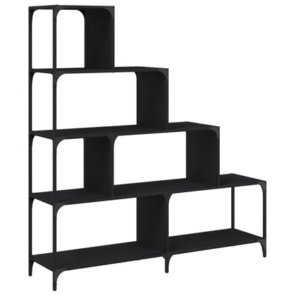 Boekenkast 4-Laags 139X33,5X149 Cm Bewerkt Hout Zwart