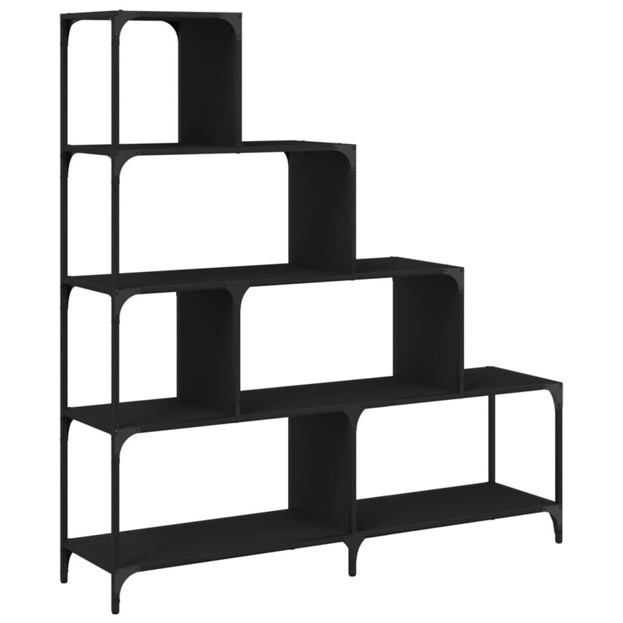 Boekenkast 4-Laags 139X33,5X149 Cm Bewerkt Hout Zwart