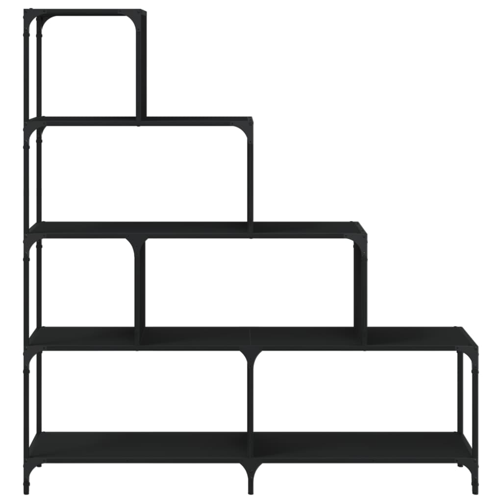 Boekenkast 4-Laags 139X33,5X149 Cm Bewerkt Hout Zwart