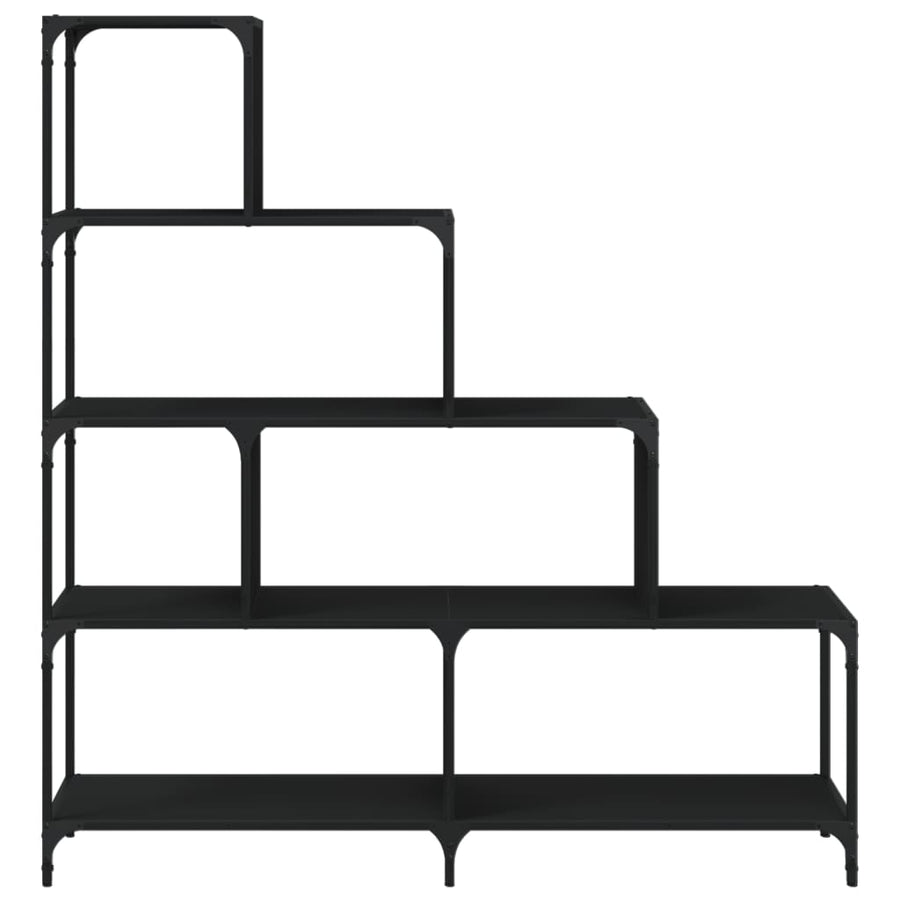 Boekenkast 4-Laags 139X33,5X149 Cm Bewerkt Hout Zwart