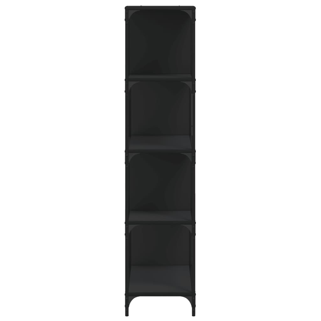 Boekenkast 4-Laags 139X33,5X149 Cm Bewerkt Hout Zwart